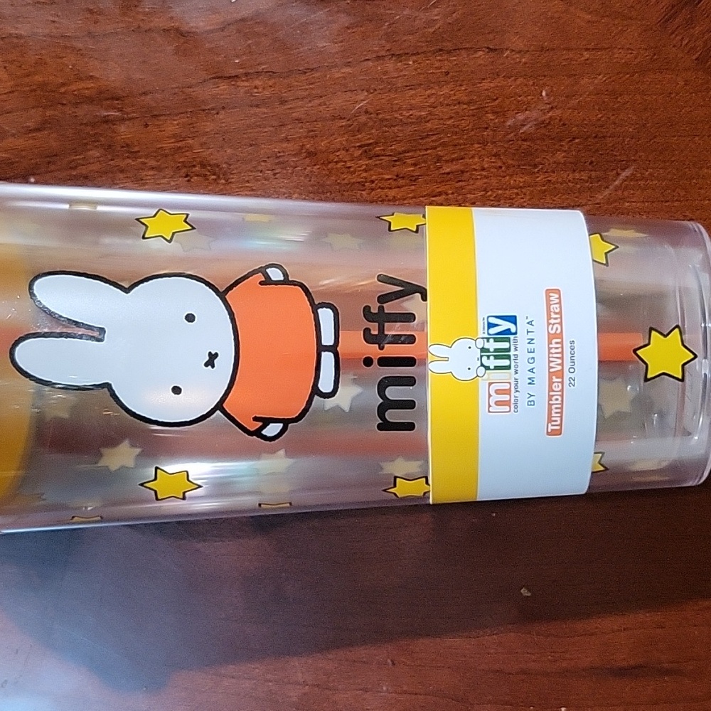 Brand New Miffy 22 ounce tumbler with straw.